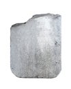 Fragment of empty antique large square plaque of stone with round edges and carved texture isolated on white background