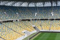 Fragment of empty stadium soccer field Royalty Free Stock Photo