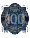 fragment of 100 euro banknote on transparent background