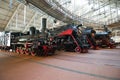 Fragment of the exposition of steam locomotives in the new Museum of Russian Railways