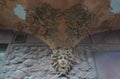 Fragment of the facade in the Art Nouveau style, the house Kulikova on Bronnitskaya street Royalty Free Stock Photo