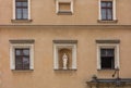 Fragment of the facade of the Catholic cathedral in the city of Krakow. Poland. Royalty Free Stock Photo