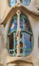 Fragment of the facade of the famous Casa Batllo, building designed by Antoni Gaudi and one of main tourist attractions in