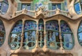 Fragment of the facade of the famous Casa Batllo, building designed by Antoni Gaudi and one of main tourist attractions in