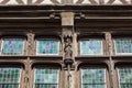Fragment of the facade of a medieval half-timbered house in Rouen, Normandy