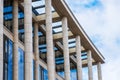 Fragment of the facade of a modern building with architectural columns