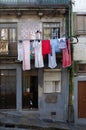 Fragment of the facade of a small house on a narrow street