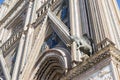 Fragment of the facade of the 14th-century Roman catholic cathedral Duomo di Orvieto in Italy Royalty Free Stock Photo