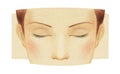 Fragment of the face of a young girl with closed eyes without makeup. Template for make-up. Graphic drawing with colored pencils