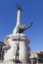 Fragment of famous elephant monument as a symbol of Catania, Sicily, Italy. Middle plan Royalty Free Stock Photo