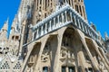 Fragment of famous Expiatory Church of Holy Family Sagrada Familia, Barcelona, Spain Royalty Free Stock Photo