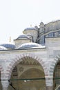Fragment of the Fatih Mosque in Istanbul: domes and courtyard decoration