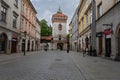 Fragment of Florianska Street with the Florianska Gate visable Royalty Free Stock Photo