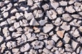 Fragment of the fortification of the river bank with mountain stones