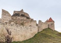 Fragment of the fortress wall of the Rupea Citadel built in the 14th century on the road between Sighisoara and Brasov in Romania