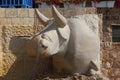 Fragment of the fountain Signs of the Zodiac - Taurus, Jaffa, Te