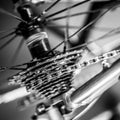 Fragment of a frame and parts of a road bike Royalty Free Stock Photo