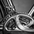 Fragment of a frame and parts of a road bike Royalty Free Stock Photo