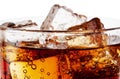 Fragment of glass cola with ice Royalty Free Stock Photo