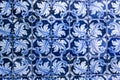 Fragment of glazed Spanish ceramic tiled wall