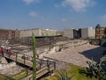 Fragment of Greater Temple Templo Mayor Detail of ancient aztec ruins. Travel photo. Structure of old walls. Mexico