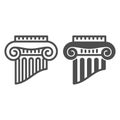 Fragment of greek column line and solid icon, interior design concept, part of ancient column vector sign on white Royalty Free Stock Photo