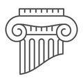 Fragment of greek column thin line icon, interior design concept, part of ancient column vector sign on white background Royalty Free Stock Photo