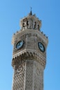 Fragment historical the Clock Tower with a large clock in Izmir, Turkey. Royalty Free Stock Photo