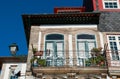 Fragment of a house with a balcony in the old town. Porto, Portugal Royalty Free Stock Photo