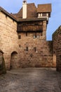 Fragment of Imperial Castle yard and walls. Nuremberg, Bavaria, Germany