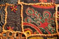 Fragment of Indian patchwork carpet from Rajasthan. Asian craftsmanship Royalty Free Stock Photo