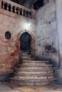 Fragment of the interior of the Church of the Holy Sepulchre in Jerusalem, Israel. Steps to Golgotha. Royalty Free Stock Photo