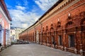 A fragment of the interior of the courtyard and a view of the fraternal cells of the Vysoko-Petrovsky Orthodox Monastery. Moscow.