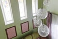 Fragment of the interior with a green sofa and picture cards Royalty Free Stock Photo