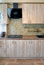 A fragment of the interior of a modern kitchen. Ecominimalism Royalty Free Stock Photo