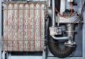 A fragment of the internal device system of a thermal unit for supplying warm air to the room Royalty Free Stock Photo