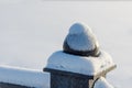 Fragment of iron fence covered with snow Royalty Free Stock Photo