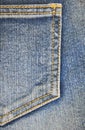 Fragment of jeans pocket, closeup. Royalty Free Stock Photo