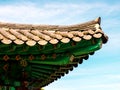 Fragment of korean traditional roof, Gyeongbokgung Palace. Seoul, South Korea Royalty Free Stock Photo