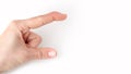 fragment of left hand showing size, how big with index finger and thumb Royalty Free Stock Photo