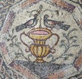 Fragment of Lod Mosaic, famous Roman mosaic floor in Lod town in Israel, displayed in Shelby White and Leon Levy Lod Mosaic Center