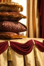 Fragment of a magnificent bed with pillows Royalty Free Stock Photo