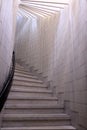 Fragment of marble light stairs, railings, balusters, white background, isolated Royalty Free Stock Photo