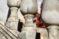 Fragment of marble stairs, railings, balusters, natural background Royalty Free Stock Photo