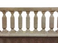 Fragment of marble stone stairs, railing, balusters, white background, isolated Royalty Free Stock Photo