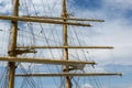 Fragment of masts and rigging of a sailing ship Royalty Free Stock Photo