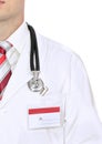 Fragment medical doctor's smock . Isolated