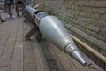 Fragment metal military rocket bomb, chip rocket bomb of armored military iron from Ukraine war, piece military rocket bomb is