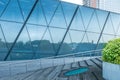 Fragment of modern architecture metal and glass building wall with reflecting of Vilnius old town. Details of Vilnius Royalty Free Stock Photo