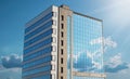 A fragment of a modern office building with glass facades Royalty Free Stock Photo